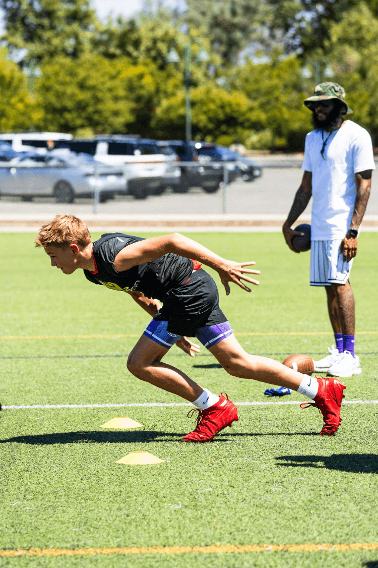 Athlete performing reactive sprint training at G6 Performance Sacramento